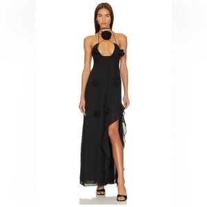 NWT For Love & Lemons Desiree Maxi Dress in Black